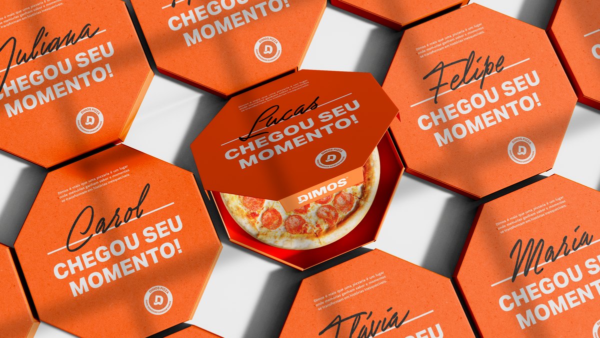 Pizza na caixa personalizada da Dimos